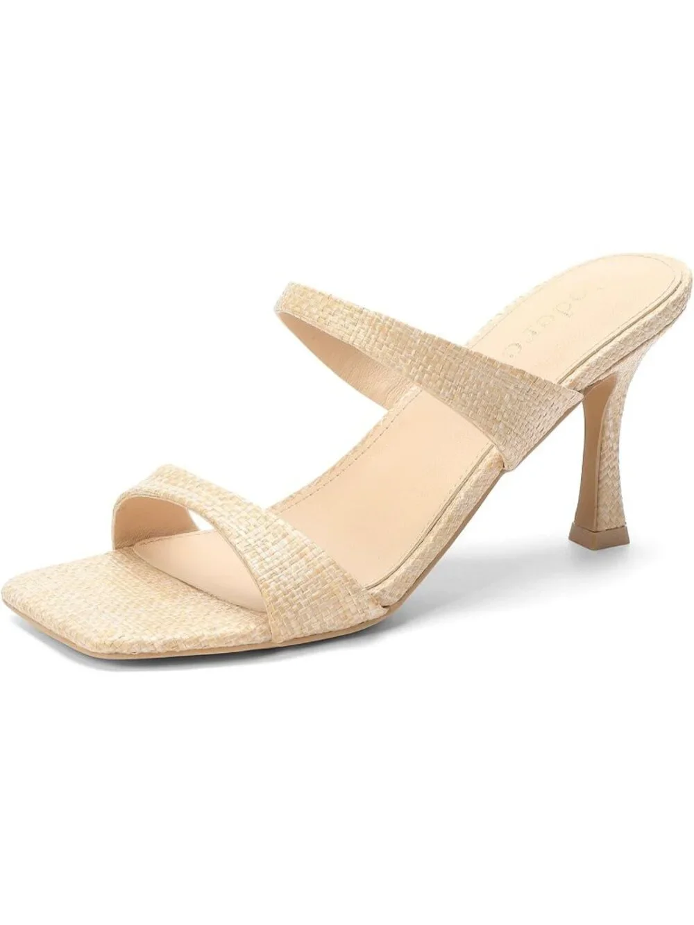 Women's Raffia Two Straps Kitten Heels Stiletto Heel Square Open Toe Slip On